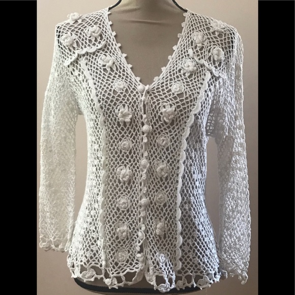 Crochet vintage button-front top - Picture 1 of 3